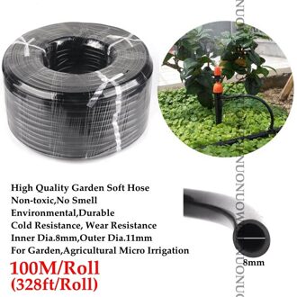 100 M 8/11 Mm Tuinslang Niet-giftig Pvc Zacht Waterleiding Micro Irrigatiesysteem Buis line Tuinieren Watering Kits Onderdelen