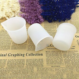 100 Ml Siliconen Maatbeker 3Pcs Hars Lijm Diy Tool Meet Cup Sieraden Sap Melk Bakken Beker Vloeibare Container gadget Wit