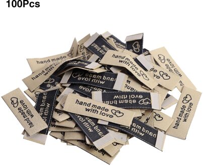 100 Naaien Labels Patches Handgemaakte Met Liefde Etiketten Voor Kleding Handgemaakte Fiber Diy Labels Voor Hoed Tassen Naaien Garment Accessorie chocola