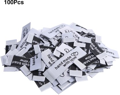 100 Naaien Labels Patches Handgemaakte Met Liefde Etiketten Voor Kleding Handgemaakte Fiber Diy Labels Voor Hoed Tassen Naaien Garment Accessorie wit