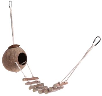 100% Natuurlijke Kokosnootschors Kokosnoot Verbergen Met Ladder Voor Bird Shell Hideaway Duurzaam Habitat
