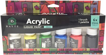 100% Nieuw En 6X25Ml Zware Body Kleuren Rijke Pigmenten Acrylverf Set Voor Schilderen canvas Ambachten ACRYLIC