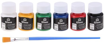 100% Nieuw En 6X25Ml Zware Body Kleuren Rijke Pigmenten Acrylverf Set Voor Schilderen canvas Ambachten GLASS