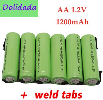 100% Originele 1.2V Aa Batterij 1.2V Oplaadbare Batterij, 1200Mah, Aa Nimh, met Soldeerpennen, Diy Elektrische Tandenborstel Scheerapparaat 10stk