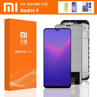 100% Originele 6.53 ''Voor Xiaomi Redmi 9 Display Touch Screen Digitizer Vergadering Vervangen Voor Xiaomi Redmi 9 M2004J19G Display zwart met kader