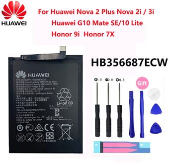 100% Originele Hua Wei Real 3340Mah HB356687ECW Voor Huawei Nova 2 Plus/Nova 2i/ G10/Mate 10 Lite/ Honor 7x/Honor 9i Batterijen