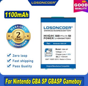 100% Originele Losoncoer 1100Mah Batterij Voor Nintendo Gba Sp Gbasp