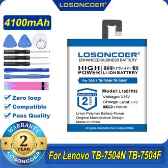 100% Originele Losoncoer 4100Mah L16D1P33 Tablet Pc Batterij Voor Lenovo Tab 7.0 Tab 7 Tb-7504N TB-7504F 7504X batterij
