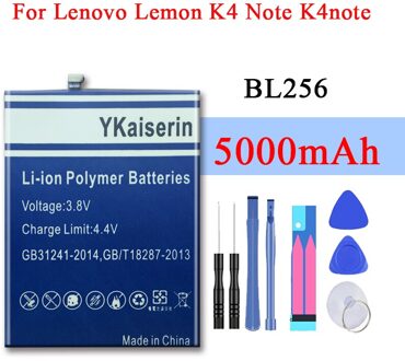 100% Originele Ykaiserin 5000Mah BL256 Mobiele Telefoon Batterij Voor Lenovo Citroen K4 Note K4note A7010 / X3 Lite K51c78 batterij + Track