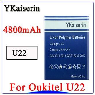 100% Originele Ykaiserin Newfor Oukitel U22 Batterij 4800Mah Backup Batterij Vervanging Voor Oukitel U22 Mobiele Telefoon + Spoor Code