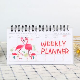 100 Pagina 'S Cartoon Wekelijkse Planner Coil Notebook Schema Agenda Kids Mini Memo Boek Briefpapier Schoolbenodigdheden Studenten flamingo