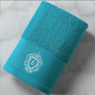 100% Pakistan Katoen Satijn Gezicht Handdoek Volwassenen Baby Hand Geborduurde Luxe Crown Hand Gezicht Badkamer Handdoek Set Strandlaken pauw blauw / 78x35cm 150g 1 stk