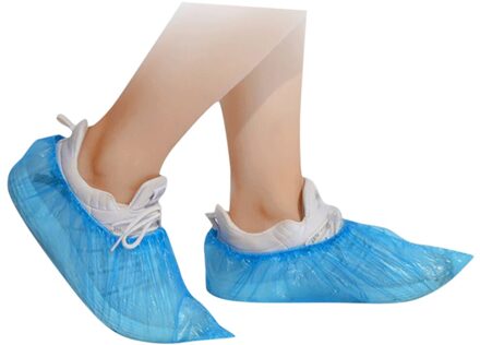 100 Pc Plastic Dikke Overschoenen Schoen Zorg Kits Verschepen Wegwerp Overschoenen Plastic Regen Waterdichte Overschoenen Boot Covers Blauw