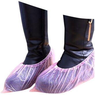100 Pc Plastic Dikke Overschoenen Schoen Zorg Kits Verschepen Wegwerp Overschoenen Plastic Regen Waterdichte Overschoenen Boot Covers Roze