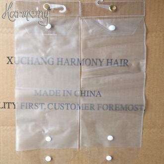 100 Pcs 13Cm Breedte Plastic Pvc Tassen Voor Verpakking Haar Extension Transparant Verpakking Zakken Met Top Hanger En Bodem knop for 16duim hair