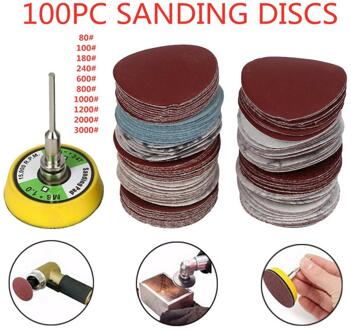 100 Pcs 2 Inch 50 Mm Massaal Geborsteld Vel Geborsteld Disc Schuurpapier 80-3000 Grit Polijsten Semi-Ruwe afwerkingen Schuren Disc
