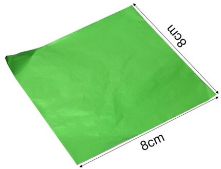 100 Pcs 8X8 Cm Diy Voedsel Aluminium Folie Papier Chocolade Snoep Verpakking 10 Kleuren Party Verjaardag Wrapper Folie papier Sticker groen