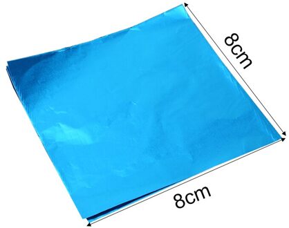 100 Pcs 8X8 Cm Diy Voedsel Aluminium Folie Papier Chocolade Snoep Verpakking 10 Kleuren Party Verjaardag Wrapper Folie papier Sticker licht blauw