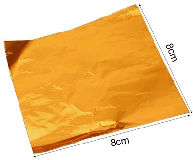 100 Pcs 8X8 Cm Diy Voedsel Aluminium Folie Papier Chocolade Snoep Verpakking 10 Kleuren Party Verjaardag Wrapper Folie papier Sticker oranje