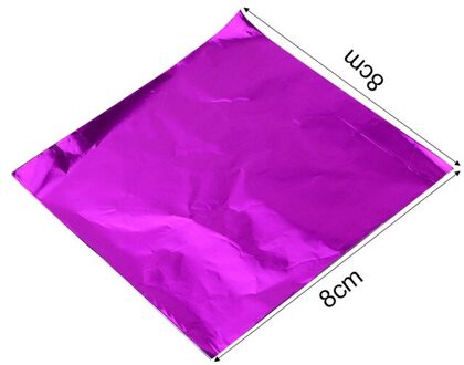 100 Pcs 8X8 Cm Diy Voedsel Aluminium Folie Papier Chocolade Snoep Verpakking 10 Kleuren Party Verjaardag Wrapper Folie papier Sticker paars