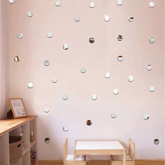 100 Pcs Acryl Dot Spiegel Stickers Muursticker Babykamer Slaapkamer Woonkamer Woondecoratie Accessoires Zilver