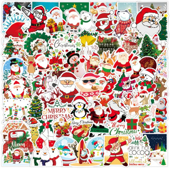 100 Pcs Christmas Graffiti Stickers Santa Claus Christmas Tree Snowman Socks DIY Decals Home Decor Waterproof Stationery Sticker