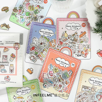 100 pcs Cute animal girl flower Decorative Kawaii Stationery Stickers Scrapbooking DIY Diary Album Stick Lable