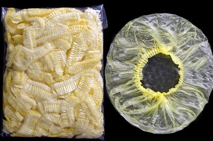 100 Pcs Douche Cap Helder Spa Kapsalon Hotel Thuisgebruik Badmuts Elastische Een-Off Douche Cap badkamer Producten geel