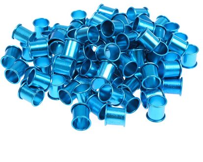 100 Pcs Duif Voet Ring Binnendiameter 8Mm Lengte 10Mm Aluminium Voet Tag Ring Blauw