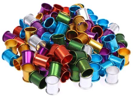 100 Pcs Duif Voet Ring Binnendiameter 8Mm Lengte 10Mm Aluminium Voet Tag Ring kleurmenging