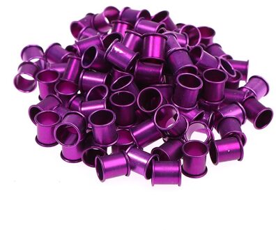 100 Pcs Duif Voet Ring Binnendiameter 8Mm Lengte 10Mm Aluminium Voet Tag Ring Paars