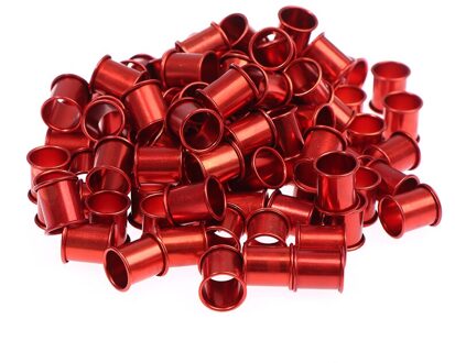 100 Pcs Duif Voet Ring Binnendiameter 8Mm Lengte 10Mm Aluminium Voet Tag Ring Rood