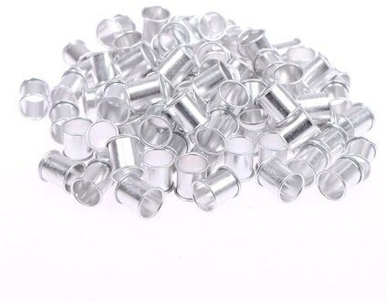 100 Pcs Duif Voet Ring Binnendiameter 8Mm Lengte 10Mm Aluminium Voet Tag Ring Zilver