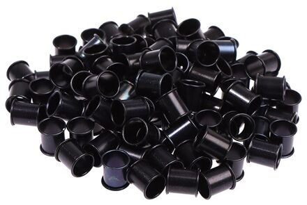 100 Pcs Duif Voet Ring Binnendiameter 8Mm Lengte 10Mm Aluminium Voet Tag Ring zwart