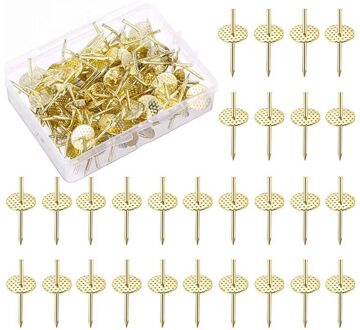 100 Pcs Een Stap Hangers 20 Lbs Gips Foto Opknoping Pins Quick Foto Hangers Fotolijstje Hangers (Goud)