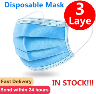 100 PCs face mask and mouth mask 3-laye non-woven face masks dust-proof Earloop disposable mask filter 24 hours shipping