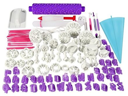 100 Pcs Fondant Cakevorm Set Plastic Voorjaar Embossing Mal Diy Biscuit Cutting Mold Bakken Tool