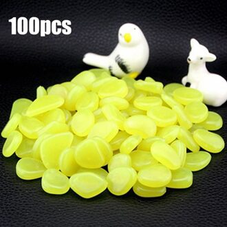 100 Pcs Glow In Dark Pebbles Gaeden Lichtgevende Steen Fluorescent Kunstmatige Steen Voor Aquarium Fish Tank Tuin Decoratie Geel