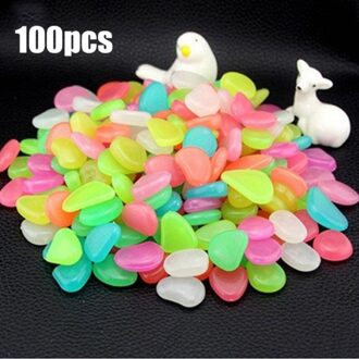 100 Pcs Glow In Dark Pebbles Gaeden Lichtgevende Steen Fluorescent Kunstmatige Steen Voor Aquarium Fish Tank Tuin Decoratie MULTI