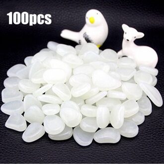 100 Pcs Glow In Dark Pebbles Gaeden Lichtgevende Steen Fluorescent Kunstmatige Steen Voor Aquarium Fish Tank Tuin Decoratie wit