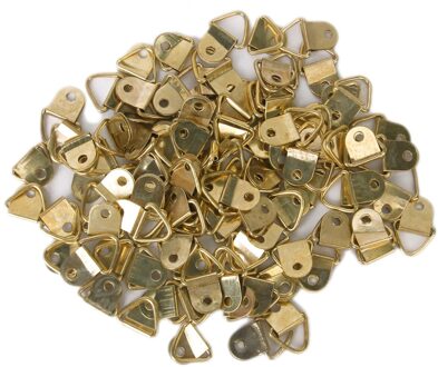 100 Pcs Golden Brass Driehoek Foto Fotolijst Wall Mount Hook Hanger Ring 20X10 Mm Home Decor favor