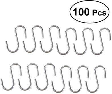100 Pcs Heavy Duty Rvs S Vormige Haken Keuken Lepel Pan Pot Gebruiksvoorwerpen Hangers Sluiting Over De Deur Kast kleding