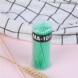 100 Pcs Lint Gratis Micro Borstels Wegwerp Individuele Verwijderen Wattenstaafje Micro Brush Lash Make Wimper Penselen Make Up Gereedschap donker groen medium