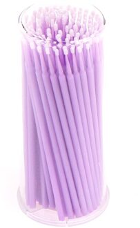 100 Pcs Lint Gratis Micro Borstels Wegwerp Individuele Verwijderen Wattenstaafje Micro Brush Lash Make Wimper Penselen Make Up Gereedschap licht paars