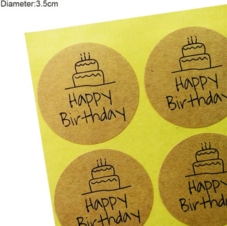 100 Pcs/lot Happy Birthday Round Seal Sticker Kraft Paper Adhesive Stickers For Homemade Bakery & Gift Packaging Scrapbooking
