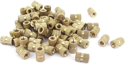 100 Pcs M3x8mm Stiksels Ronde Metalen Eindeloze Schroefdraad Insert Dobbelstenen Messing Tone