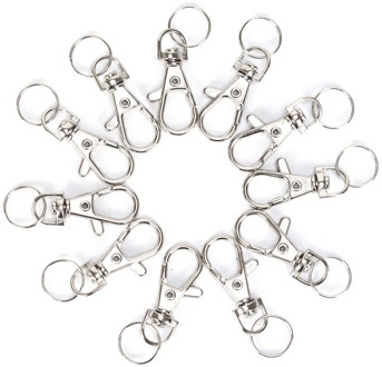 100 pcs / Metal Carabiner Clip Swivel Trigger Dog Buckle Keychain Keyhooks Retaining Ring DIY Craft Carbine