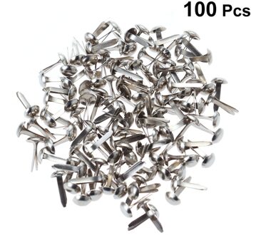 100 Pcs Mini Brads Diverse Kleuren Ronde Brad Pastel Brads Voor Scrapbooking Ambachten Maken Stempelen En Diy-8x20mm zilver