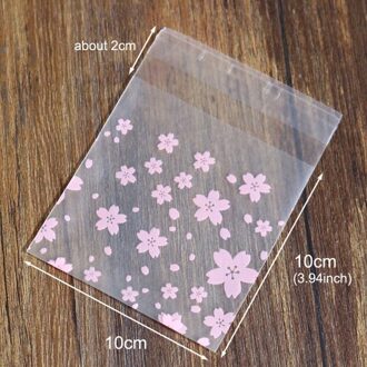 100 pcs Multi-size Roze Sakura Plastic Kersenbloesem zelfklevende Business Kids Schooltas CreativeChildren Envelop 10x10cm