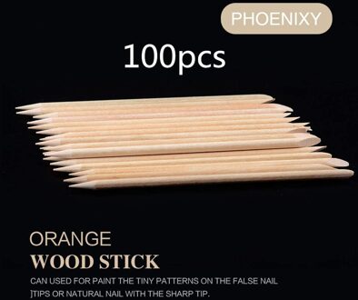 100 Pcs Nail Art Oranje Houten Stok Sticks Cuticle Pusher Remover Manicure Cleaning Manicure Pedicure Nail Care